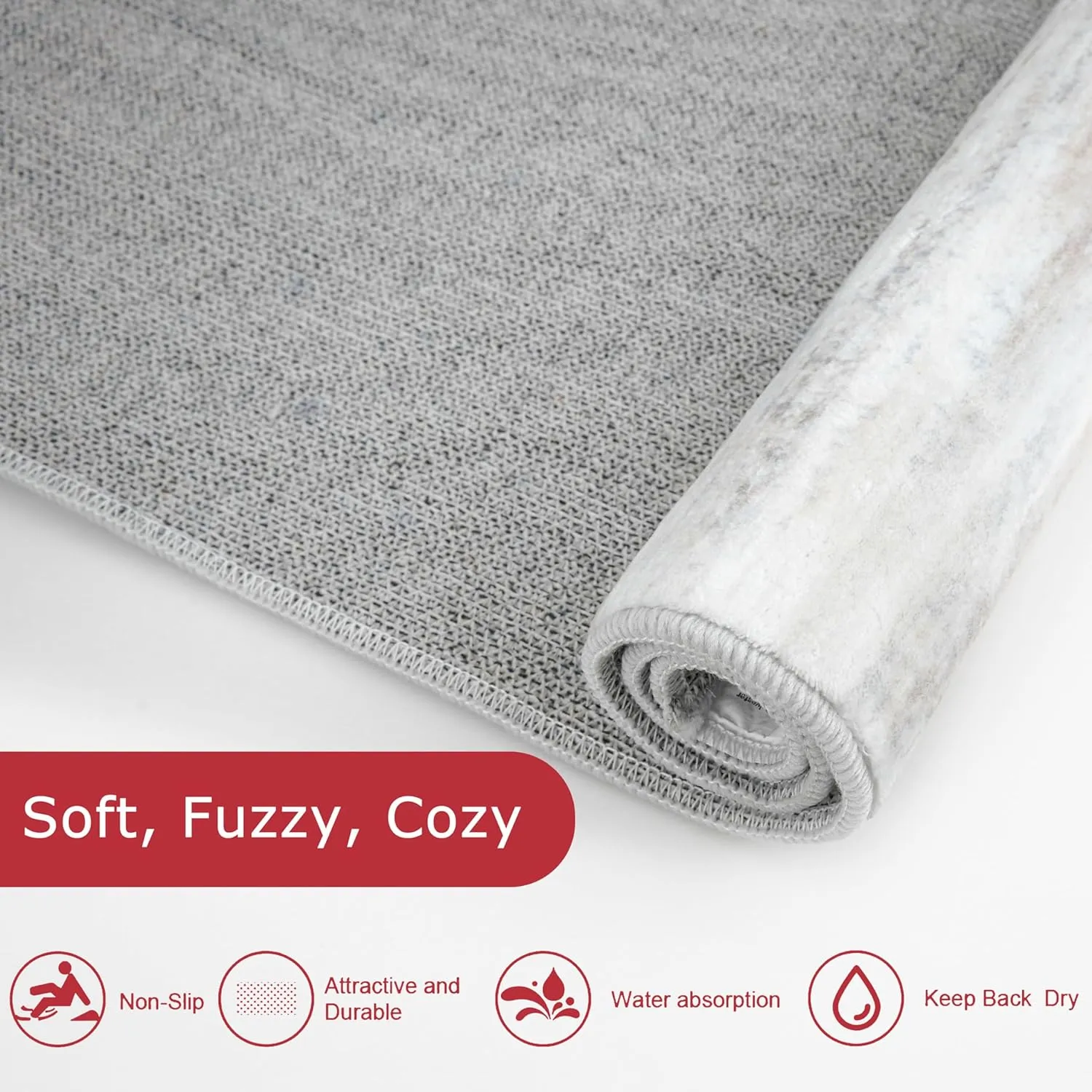 KOZYFLY Modern Abstract Kitchen Runner Rug, 2x6 Washable Rug Runner Non-Slip Soft Striped Hallway Runner Rugs, Beige Print Distressed Carpet Runner for Entryway Bathroom Laundry Room Foyer