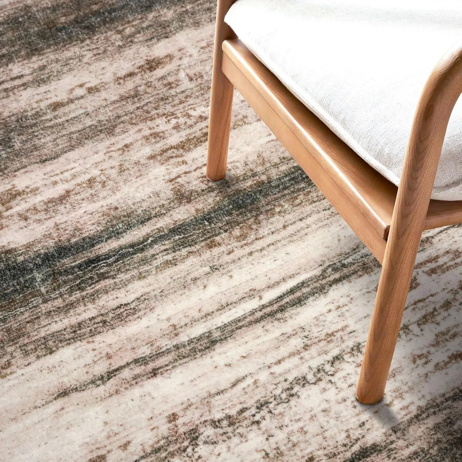 KOZYFLY Modern Abstract Small Area Rugs, 2x3 Washable Kitchen Rug Non-Slip Soft Small Bathroom Rug, Blush Brown Striped Entryway Rugs Abstract Print Faux Wool Doormat for Bedside Entrance Bedroom Sink