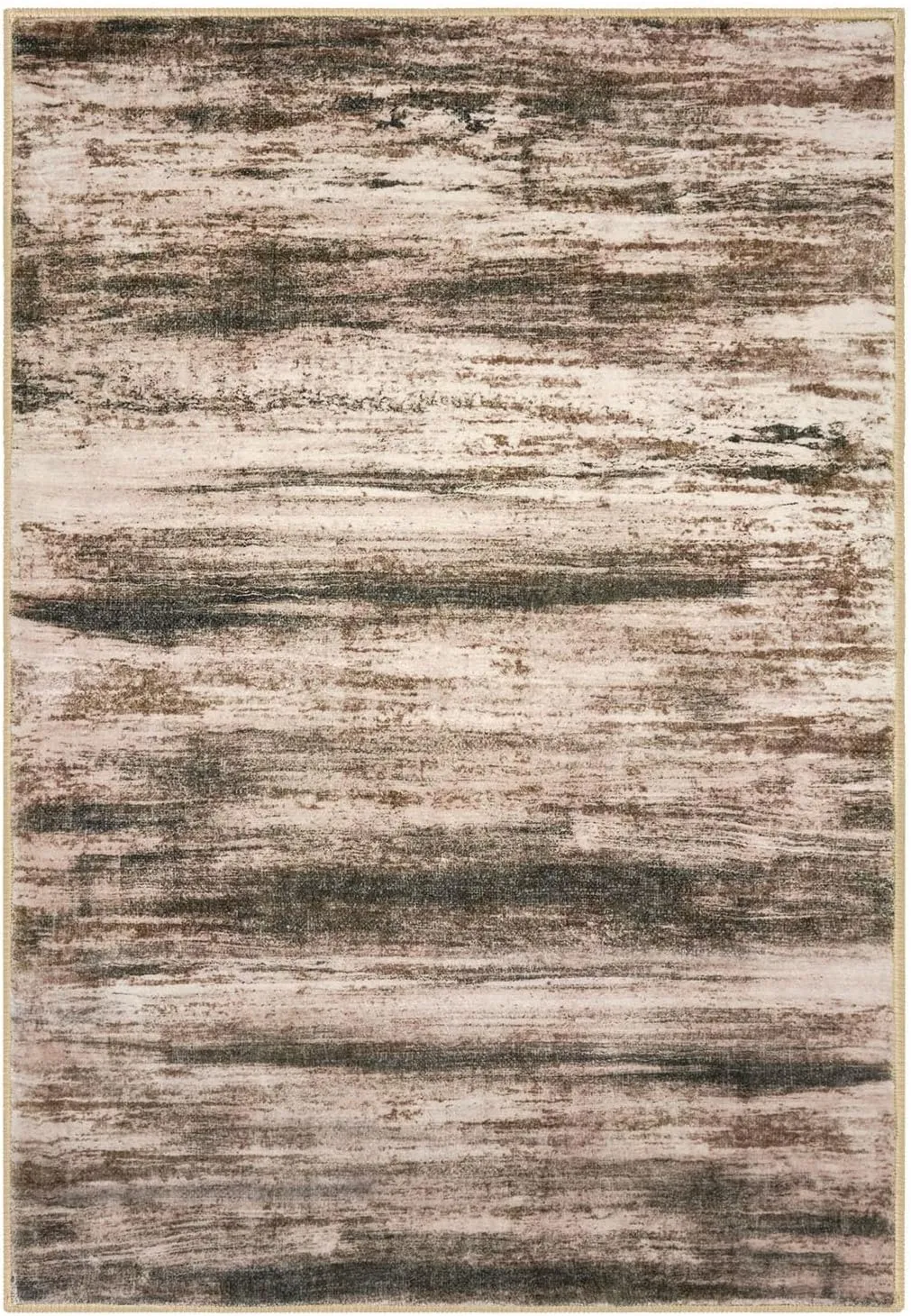 KOZYFLY Modern Abstract Small Area Rugs, 2x3 Washable Kitchen Rug Non-Slip Soft Small Bathroom Rug, Blush Brown Striped Entryway Rugs Abstract Print Faux Wool Doormat for Bedside Entrance Bedroom Sink
