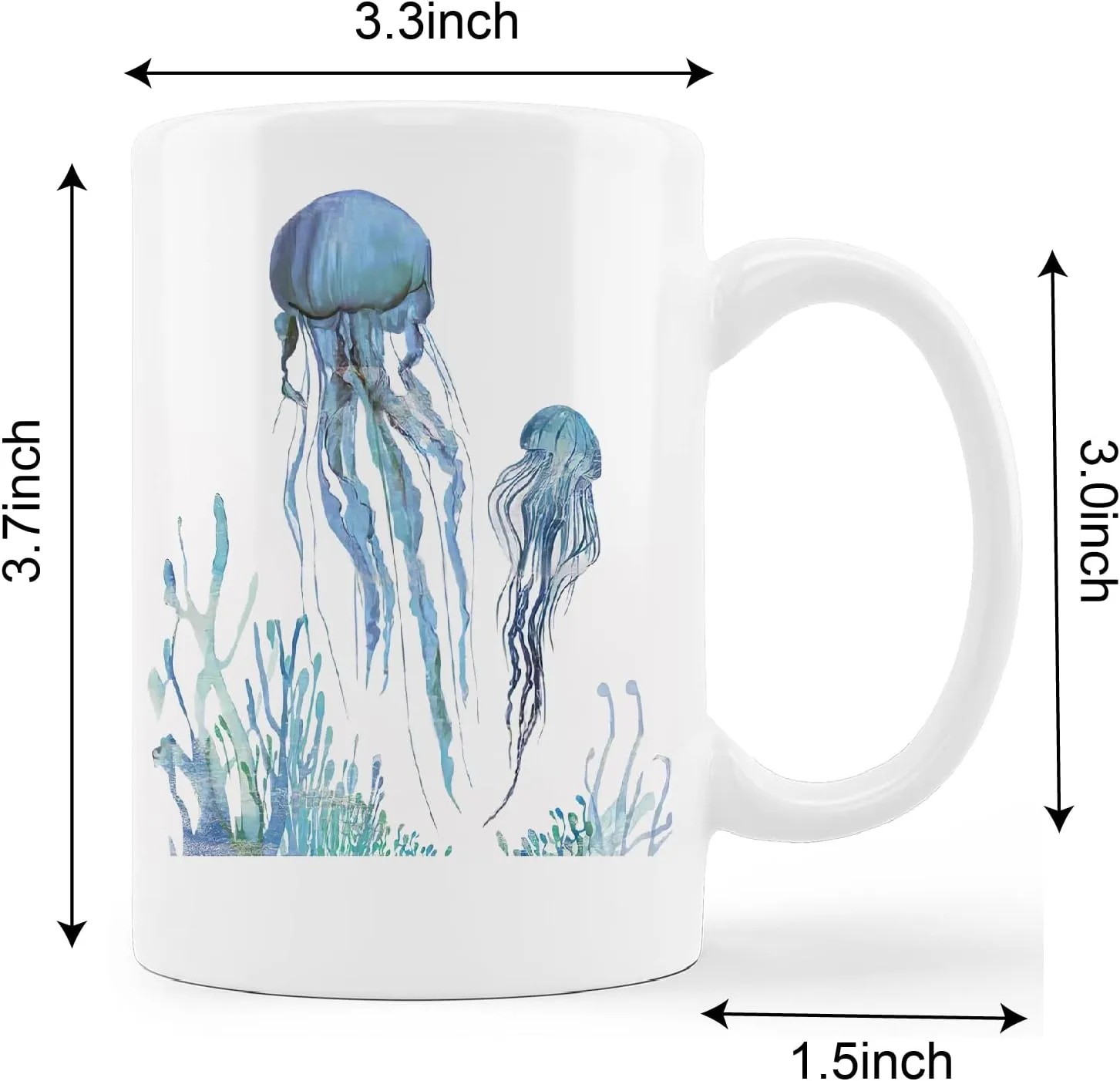 kunlisa Watercolor Jellyfish Mug Cup,Sea Life Jellyfish Couple Ceramic Mug-11oz Coffee Milk Tea Mug Cup,Jellyfish Lovers Gifts,Boys Men Students Kids Coworkers Gifts