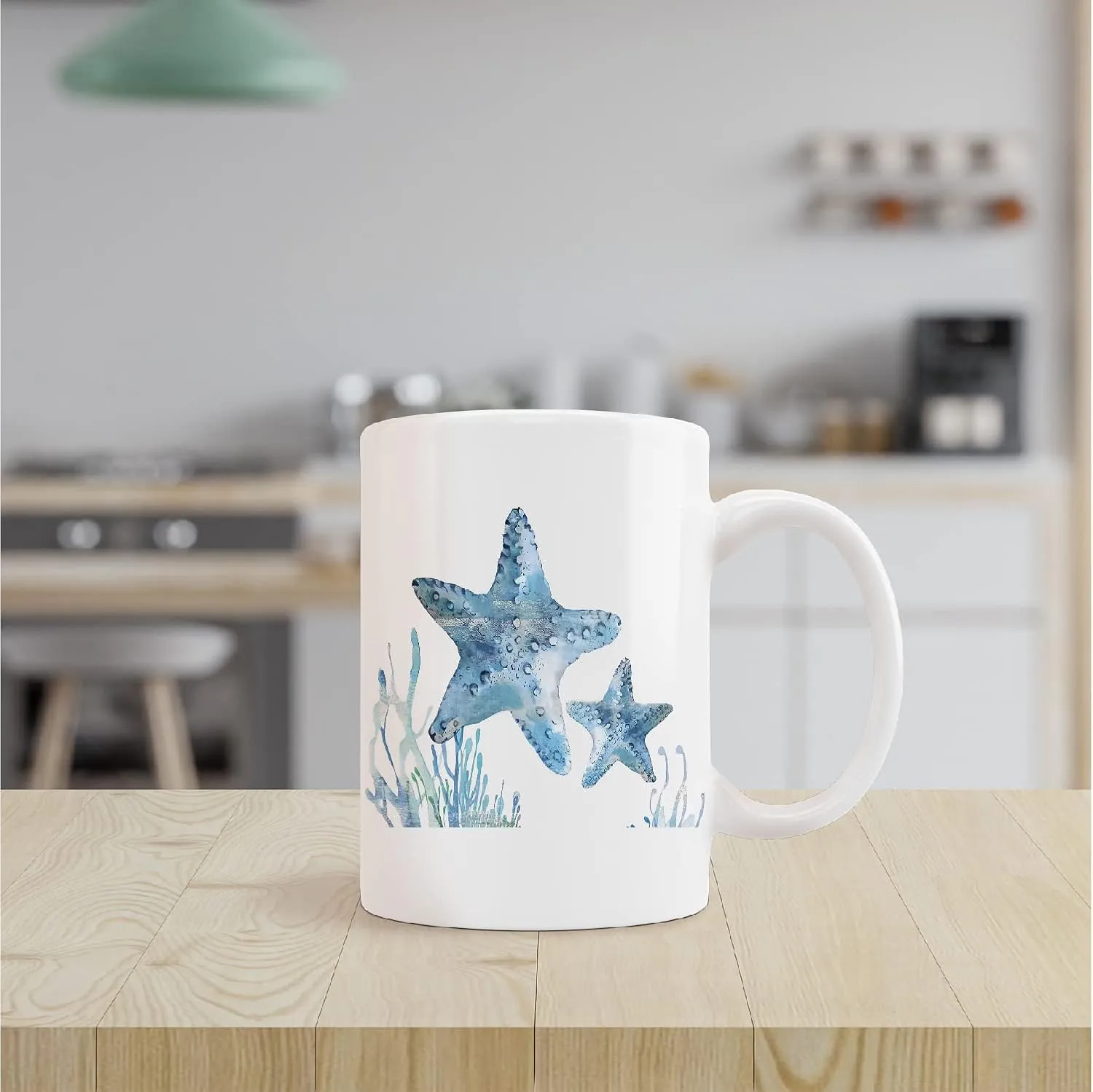 kunlisa Watercolor Starfish Mug Cup,Sea Life Starfish Couple Ceramic Mug-11oz Coffee Milk Tea Mug Cup,Starfish Lovers Gifts,Boys Men Students Kids Coworkers Gifts