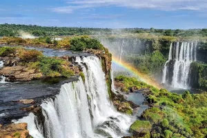 Laminated Iguazu Falls Rainbow Cataratas do Iguacu Waterfall Natural Wonder Nature Photograph Drone Photography Argentina Brazil Tropical Nature Landscape Beautiful Poster Dry Erase Wall Art 16x24