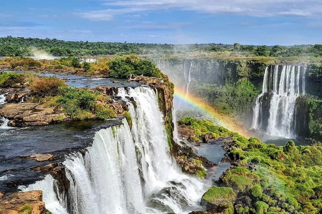 Laminated Iguazu Falls Rainbow Cataratas do Iguacu Waterfall Natural Wonder Nature Photograph Drone Photography Argentina Brazil Tropical Nature Landscape Beautiful Poster Dry Erase Wall Art 16x24