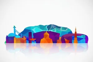 Laminated Pyeongchang South Korea Skyline Poster Dry Erase Wall Art 16x24