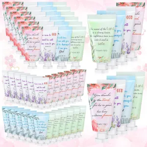 Landhoow 72 Pack Christian Hand Cream Bulk for Women Bible Travel Hand Lotion Set Graduation Religious Bible Verse Gift Set for Church Vbs School Nurse Teacher Wedding Homeless