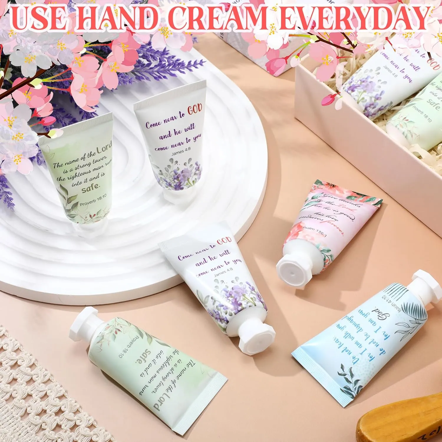 Landhoow 72 Pack Christian Hand Cream Bulk for Women Bible Travel Hand Lotion Set Graduation Religious Bible Verse Gift Set for Church Vbs School Nurse Teacher Wedding Homeless