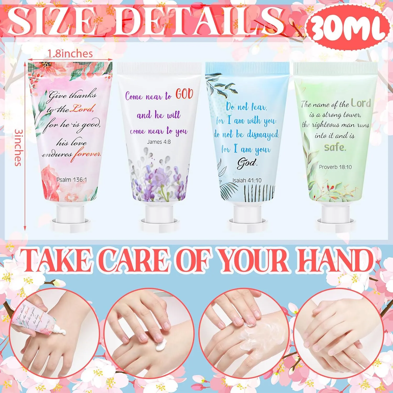 Landhoow 72 Pack Christian Hand Cream Bulk for Women Bible Travel Hand Lotion Set Graduation Religious Bible Verse Gift Set for Church Vbs School Nurse Teacher Wedding Homeless