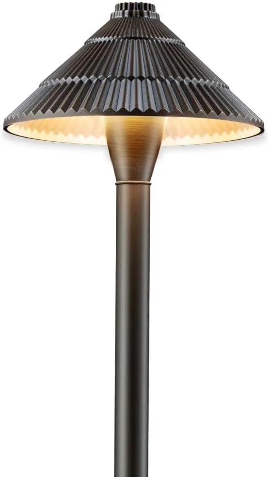 Landscape Path Lights Brass, 12V Low Voltage Pathway Lights Wired, Outdoor Garden Lights LED Waterproof, Textured Hat Bronze for Yard Walkway Driveway Without G4 Bulb