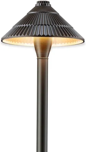 Landscape Path Lights Brass, 12V Low Voltage Pathway Lights Wired, Outdoor Garden Lights LED Waterproof, Textured Hat Bronze for Yard Walkway Driveway Without G4 Bulb