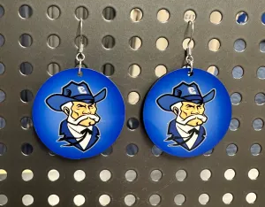 Large Circle Logo Earrings- blue Colonel