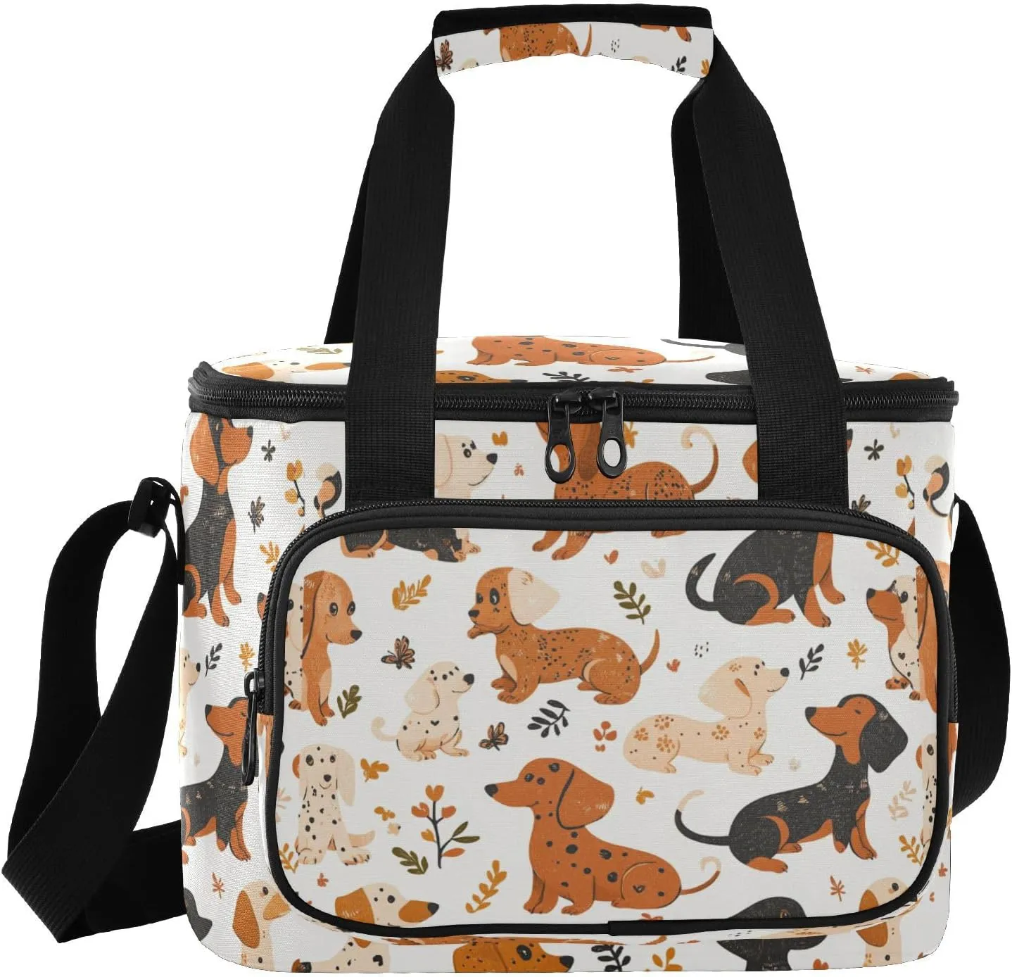 Large Lunch Bag Dog Doodle Print Pattern Insulated Cooler Box for Women Men Picnic Camping Beach Handbag 24-Can (18L)