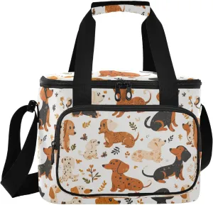 Large Lunch Bag Dog Doodle Print Pattern Insulated Cooler Box for Women Men Picnic Camping Beach Handbag 24-Can (18L)