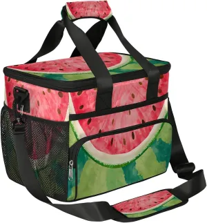 Large Lunch Bag for Women Men Summer Refreshing Watermelon Insulated Cooler Lunch Bags Reusable Leakproof Lunch Tote Bag with Adjustable Shoulder Strap Lunch Box for Picnic Camping Beach Travel