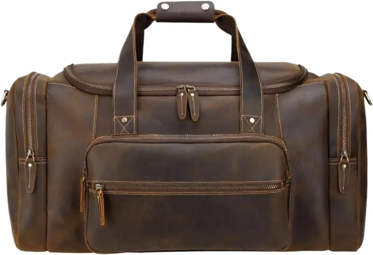 Large Travel Bag Leather Vintage Luggage Bags Duffle Bags Travelling Bag Weekender Bags for Man