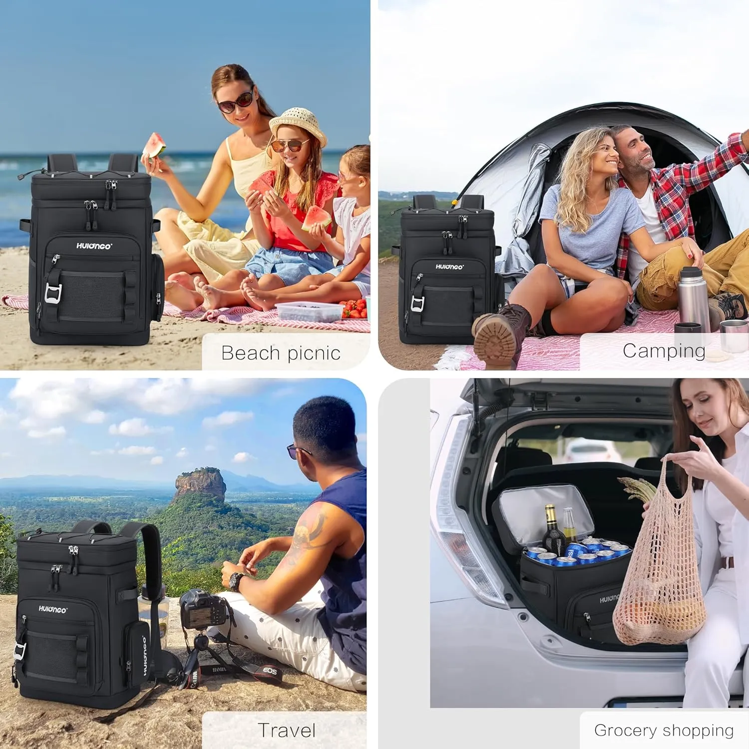 Large Waterproof Insulated Cooler Backpack for Men & Women, Leak Proof Cooler Backpack for Camping, Beach, Fishing, Picnic, Travel, Outdoor, 30L, 48Cans