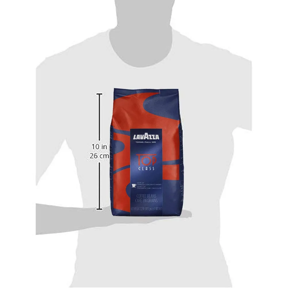 Lavazza Super Crema and Lavazza Top Class Whole Bean Coffee Blend Bundle (2 bags, 2.2 lbs each)