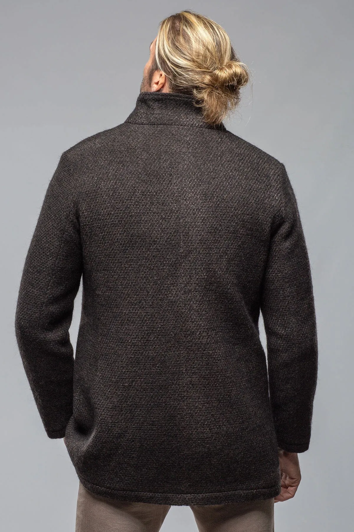 Lazard Long Knit Coat In Charcoal Brown