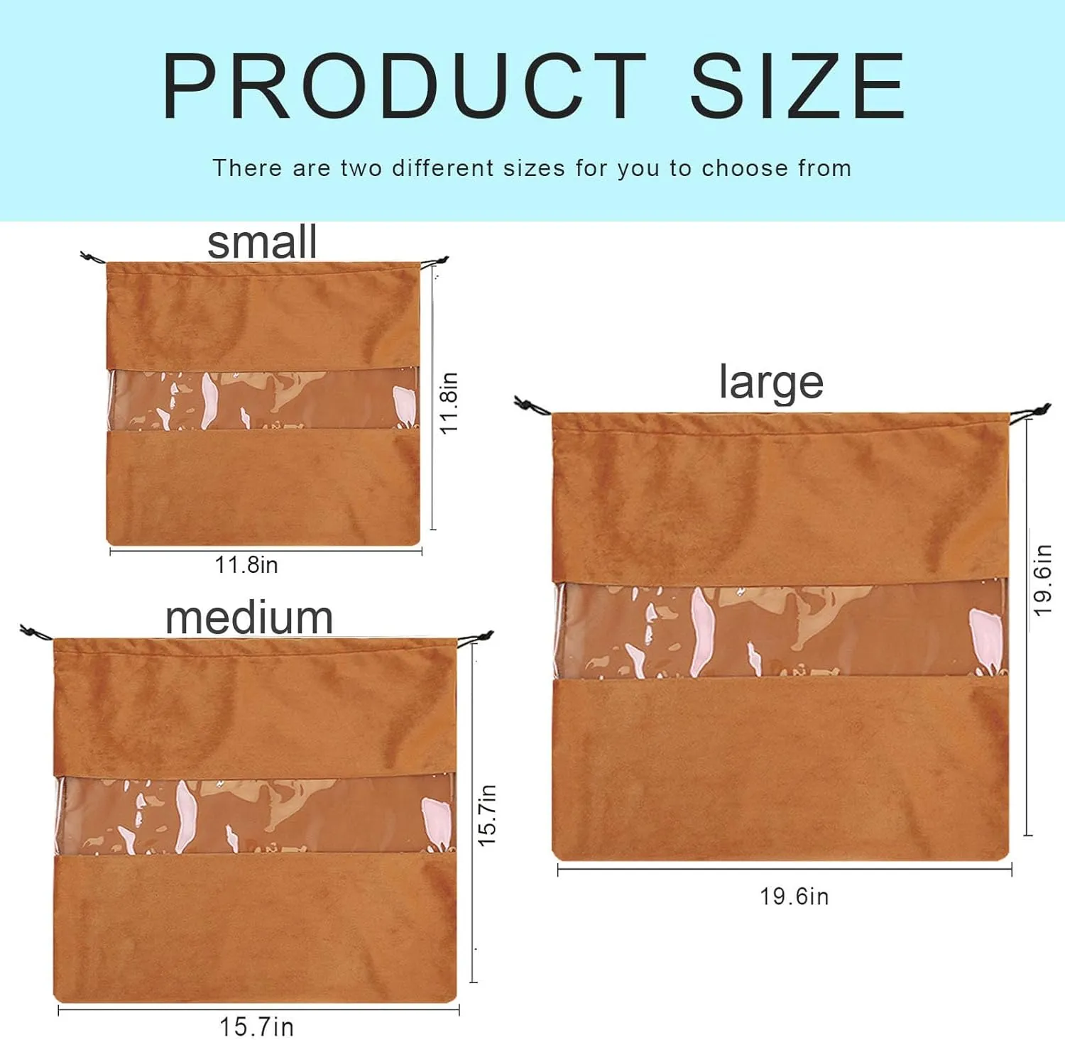 Lckaey handbags Dust Bags for Purse and shoes-grade suede velvet Clear tote bag dust Storage Bags 3 Pack Y100camel-L