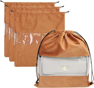 Lckaey handbags Dust Bags for Purse and shoes-grade suede velvet Clear tote bag dust Storage Bags 3 Pack Y100camel-L