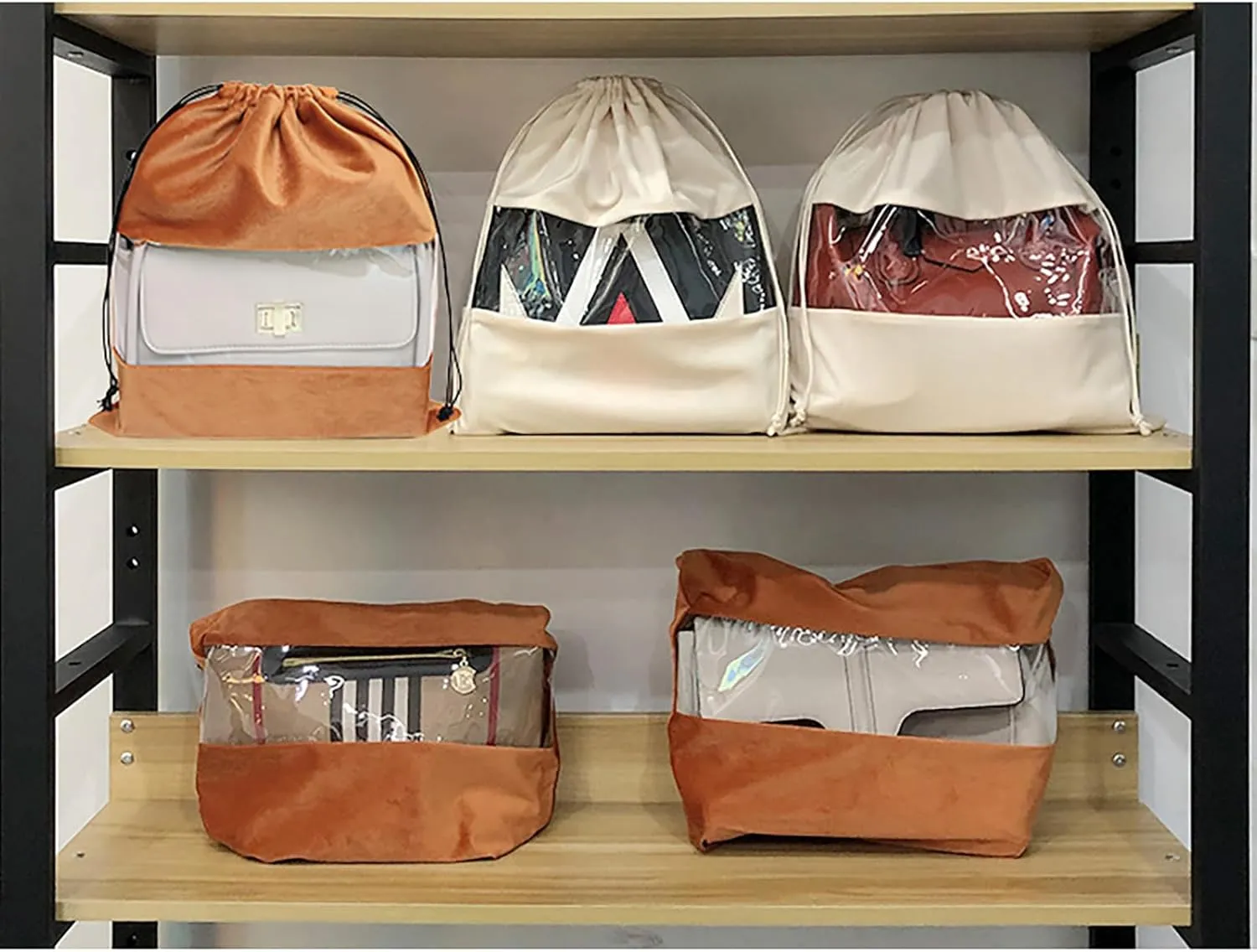 Lckaey handbags Dust Bags for Purse and shoes-grade suede velvet Clear tote bag dust Storage Bags 3 Pack Y100camel-L