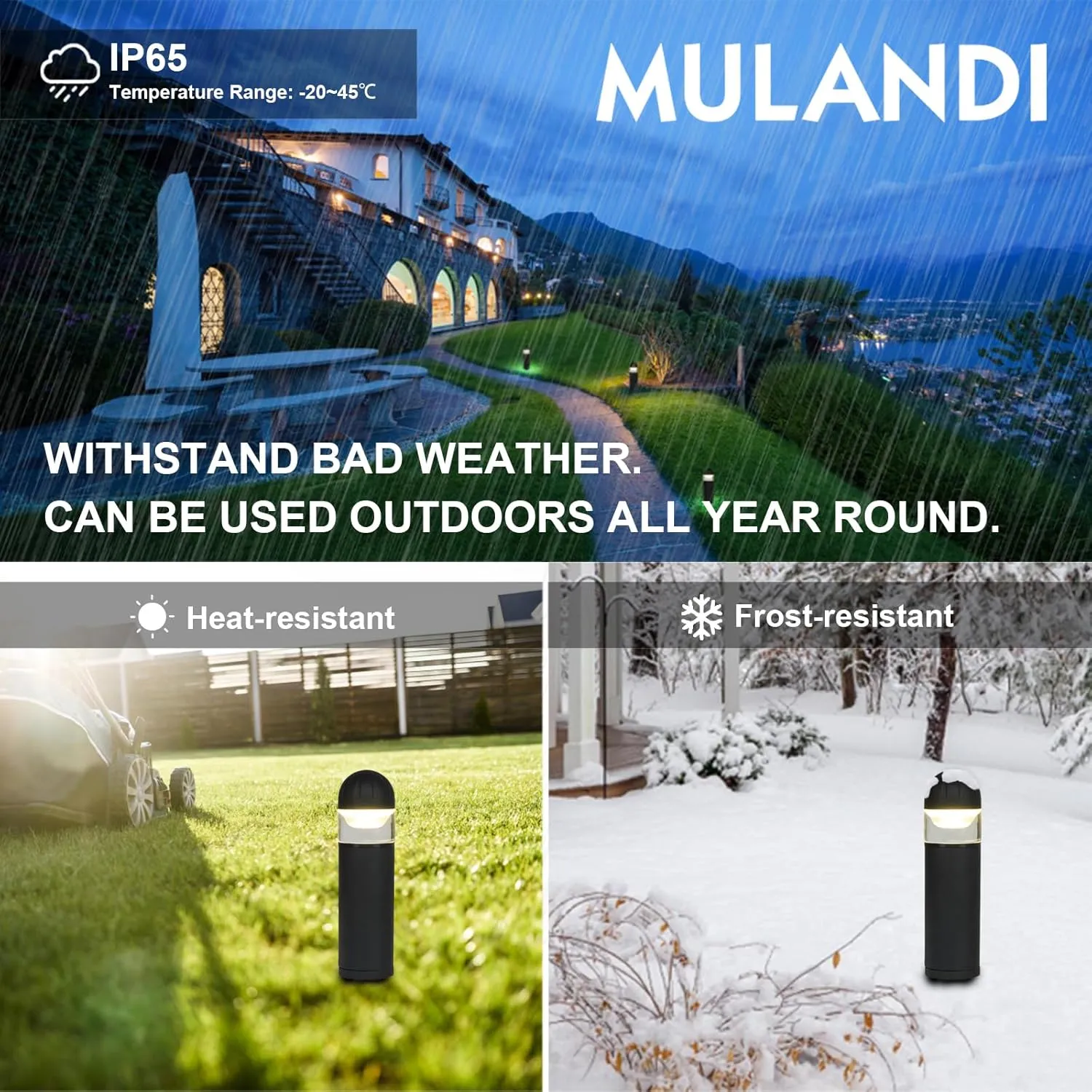 LED Landscape Bollard Pathway Light, 2W, DC 12V Low Voltage Path Lighting Outdoor Waterproof, Die-Casted Aluminum Housing for Garden Light, 3000K Warm White Pack of 2
