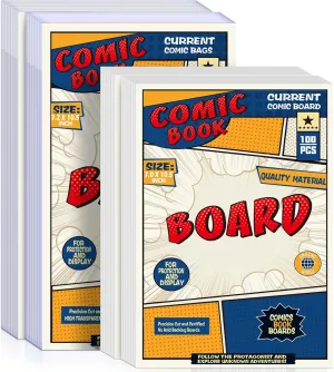 Leffis 200 Count Comic Book Current Size Bags and Boards Transparent Acid-Free and Reusable Comic Book Sleeves for Regular Comics (Bags and Boards X 200PCS)