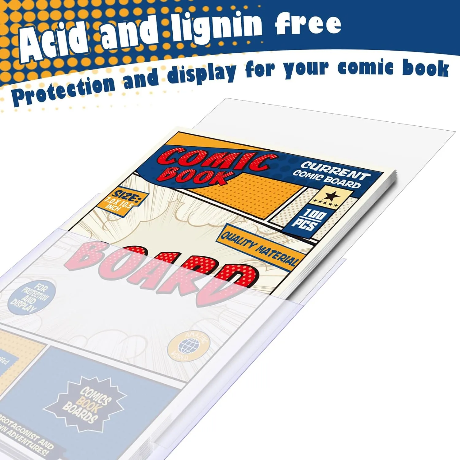 Leffis 200 Count Comic Book Current Size Bags and Boards Transparent Acid-Free and Reusable Comic Book Sleeves for Regular Comics (Bags and Boards X 200PCS)