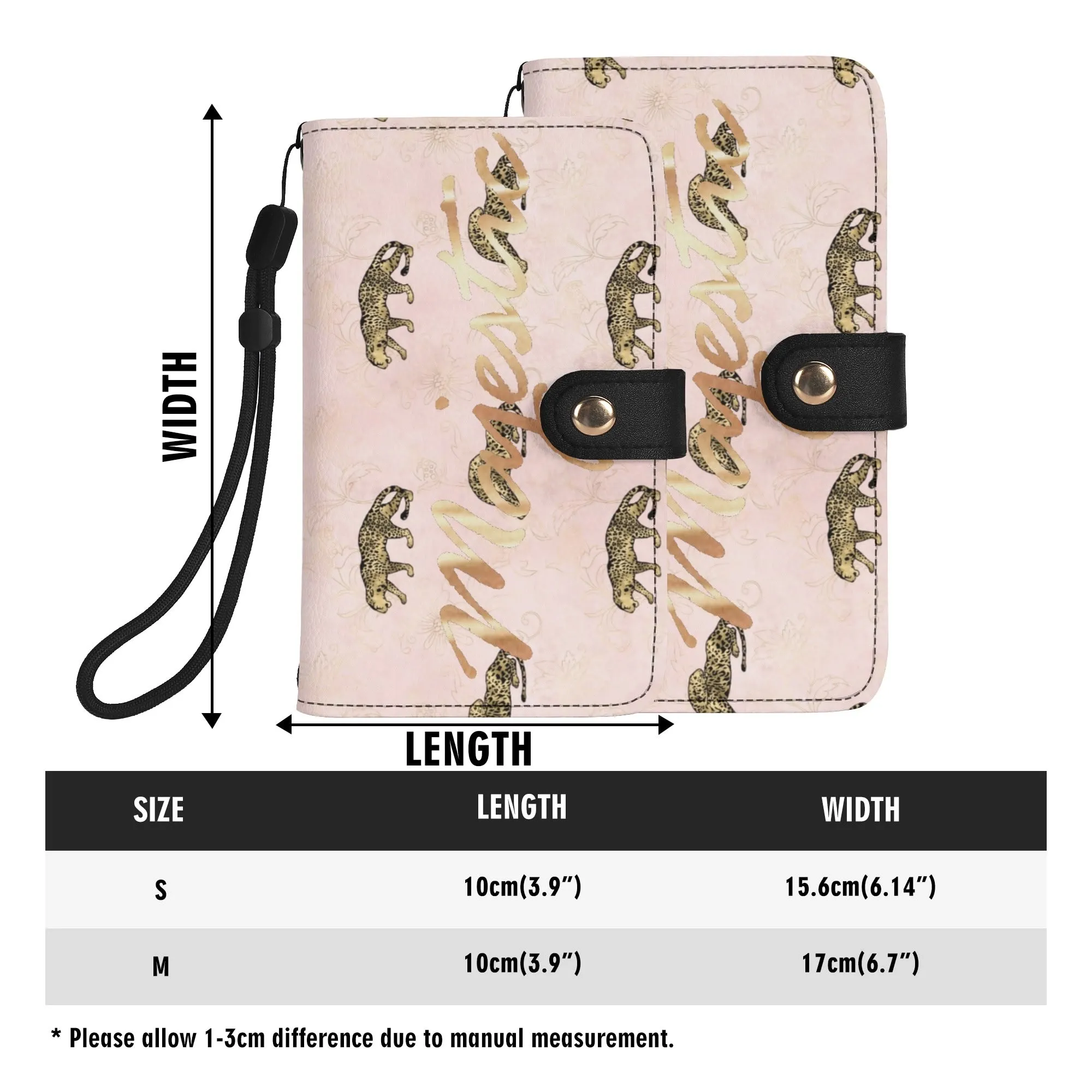 Leopard Print Graphic Black PU Leather Wallet Phone Flip Case