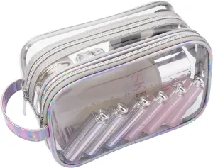 Lermende Clear Makeup Bag, 2 Layer, Water-Resistant, Large, Portable, Transparent, Travel, Women and Girl
