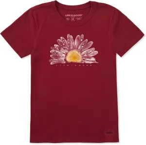 Life is Good Women's Crusher Tee, Short Sleeve Cotton Graphic T-Shirts, Watercolor Daisy Birds