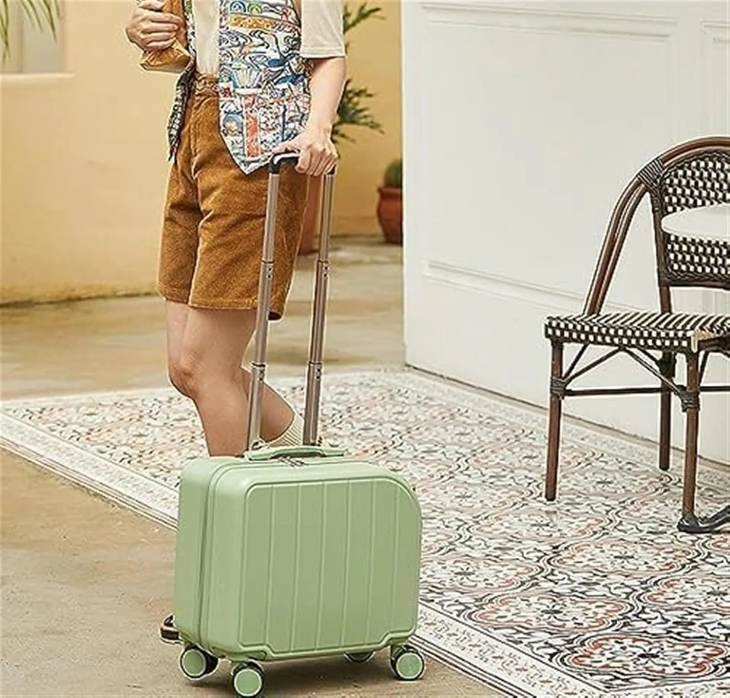 Light Suitcase 18" Suitcases With 4 Wheels PVC Durable Hardside Luggage Bag For Travel Suitcase Wheeled Luggage (Color : A, Size : 18 inch)