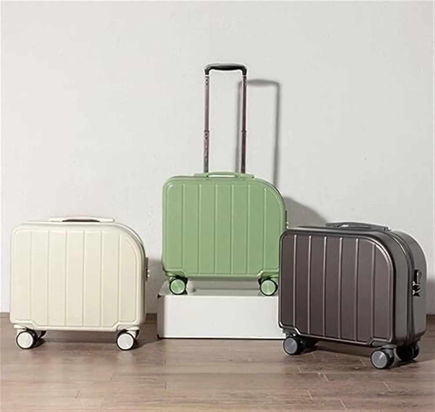 Light Suitcase 18" Suitcases With 4 Wheels PVC Durable Hardside Luggage Bag For Travel Suitcase Wheeled Luggage (Color : A, Size : 18 inch)