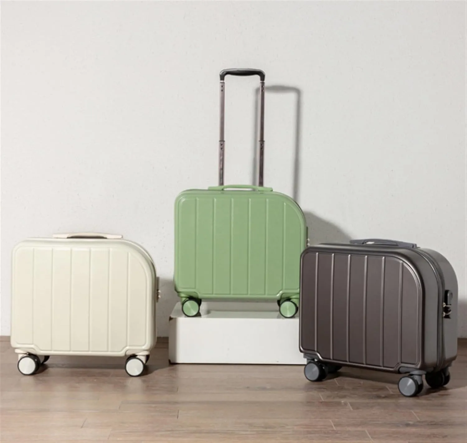 Light Suitcase 18" Suitcases with 4 Wheels PVC Durable Hardside Luggage Bag for Travel Wheeled Luggage (Color : D, Size : 18 inch)