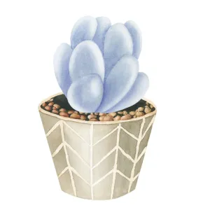 Lilac Watercolor Succulent Fabric Panel Variation 2
