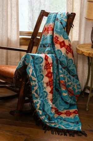 Lined Chenille Throw Turquoise Chamarro