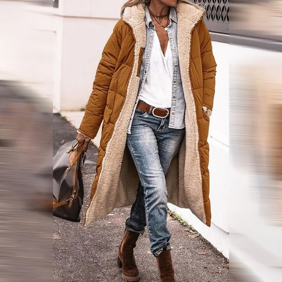 Long Padded Coat with Faux Shearling Lining | Warm & Cozy | Effortless Winter Style
