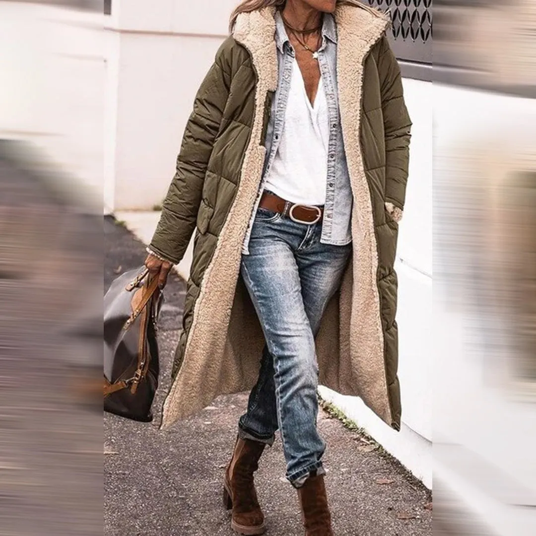Long Padded Coat with Faux Shearling Lining | Warm & Cozy | Effortless Winter Style