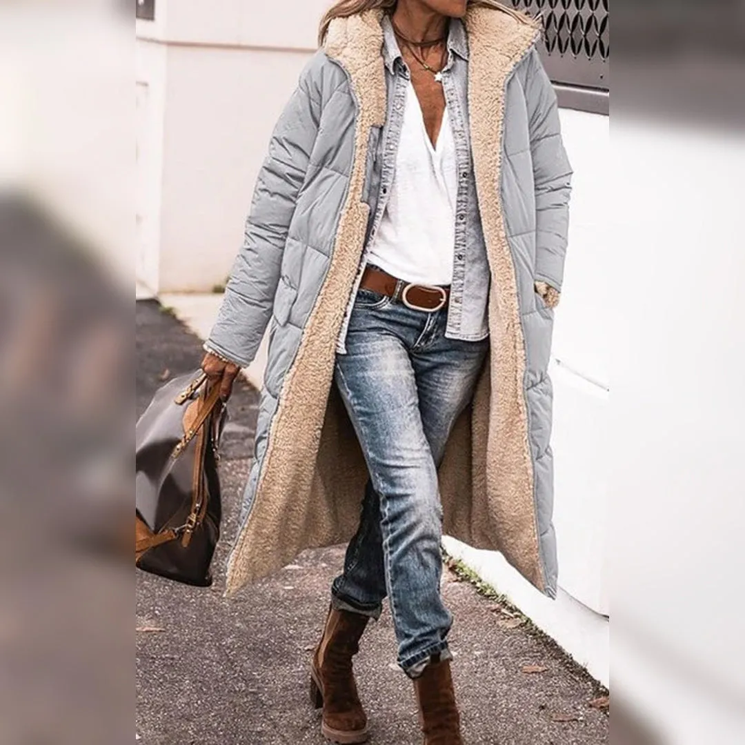 Long Padded Coat with Faux Shearling Lining | Warm & Cozy | Effortless Winter Style