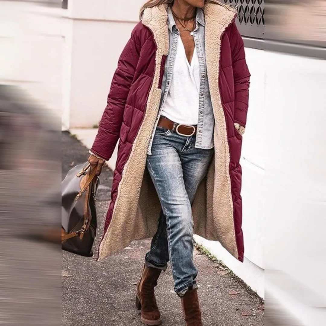 Long Padded Coat with Faux Shearling Lining | Warm & Cozy | Effortless Winter Style