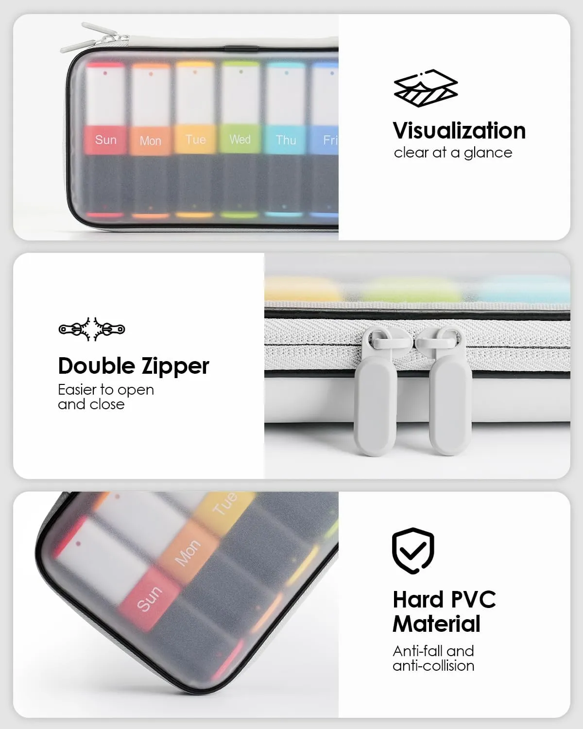 Lotour Weekly Pill Organizer 2 Times a Day with PU Leather Bag, Large 7 Day Travel Pill Box, Am Pm Daily Pill Case, Portable Pill Holder Container for Medication, Vitamins, Fish Oil