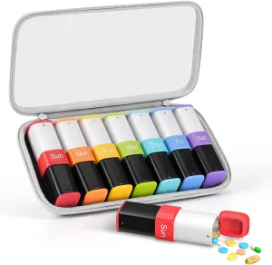 Lotour Weekly Pill Organizer 2 Times a Day with PU Leather Bag, Large 7 Day Travel Pill Box, Am Pm Daily Pill Case, Portable Pill Holder Container for Medication, Vitamins, Fish Oil