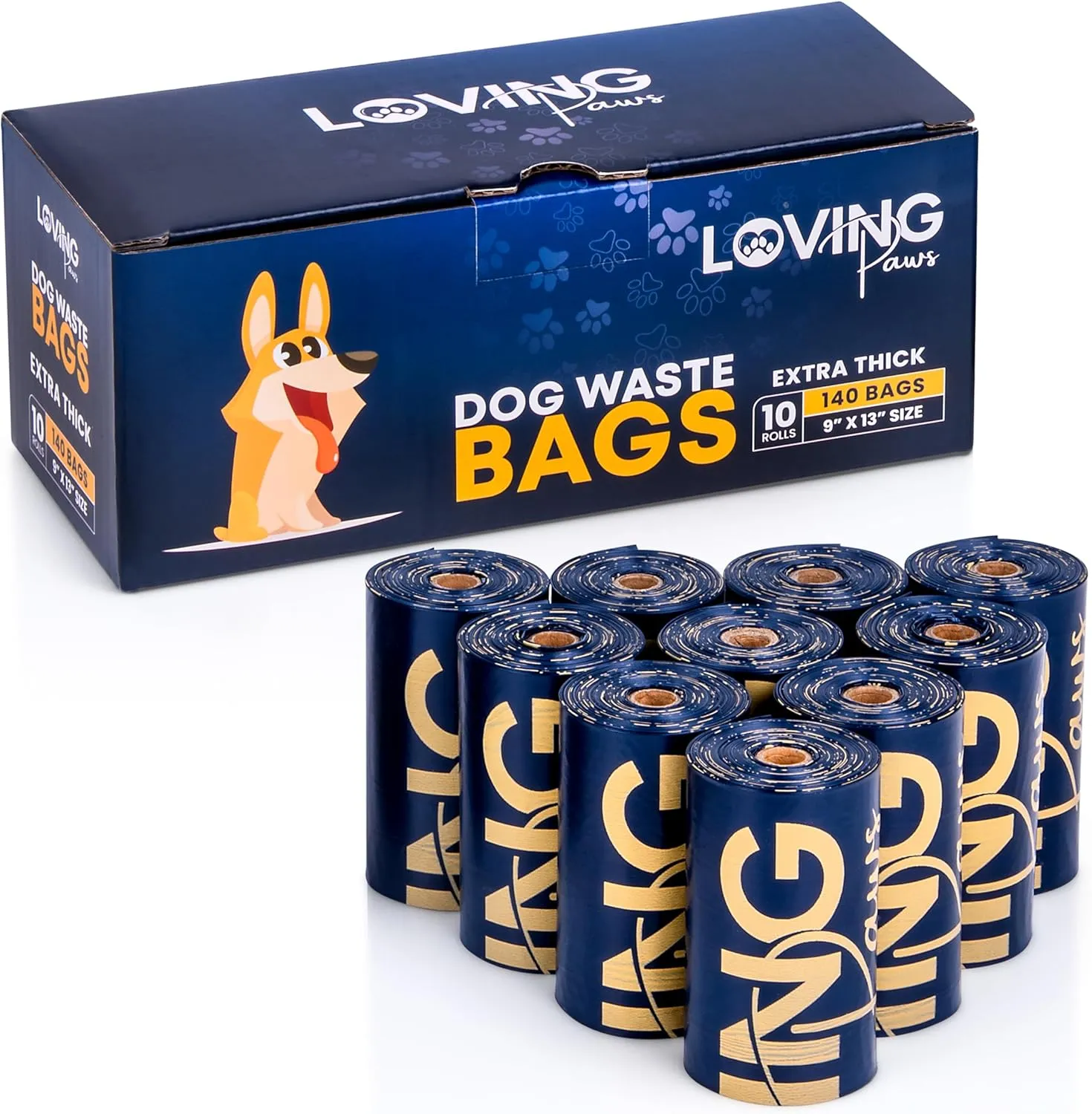 LOVING Paws Poop Bags for Dogs Guaranteed Leak Proof and Extra Thick Waste Bag Refill Rolls, With Free Dispenser,Unscented, 350 Count