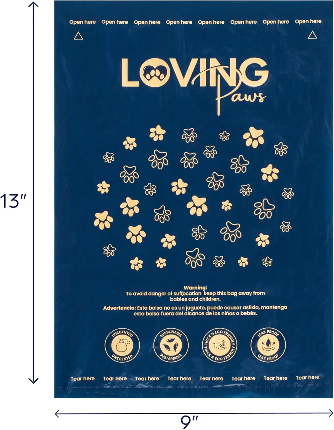 LOVING Paws Poop Bags for Dogs Guaranteed Leak Proof and Extra Thick Waste Bag Refill Rolls, With Free Dispenser,Unscented, 350 Count