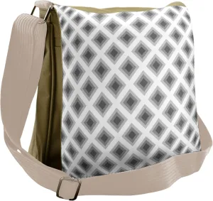 Lunarable Grey Messenger Bag, Squares Optic Illusion Effect, Unisex Cross-body
