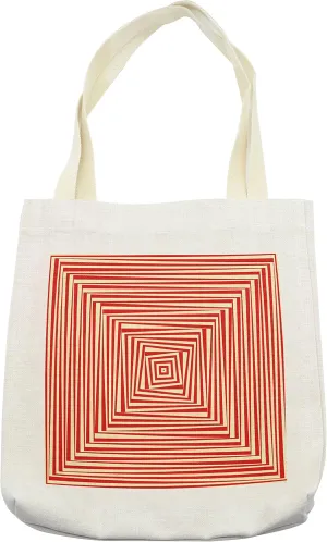 Lunarable Psychedelic Tote Bag, Hypnotic Maze Twisty Optical Theme Dizzy Pattern Trance Abstract, Cloth Linen Reusable Bag for Shopping Books Beach and More, 16.5" X 14", Cream