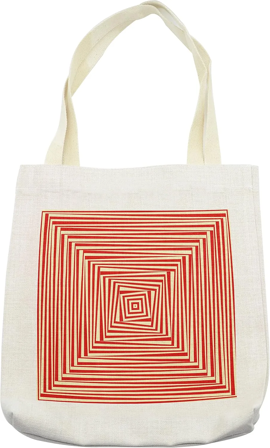 Lunarable Psychedelic Tote Bag, Hypnotic Maze Twisty Optical Theme Dizzy Pattern Trance Abstract, Cloth Linen Reusable Bag for Shopping Books Beach and More, 16.5" X 14", Cream
