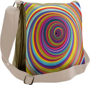Lunarable Rainbow Messenger Bag, Vortex Hypnotic Optical, Unisex Cross-body