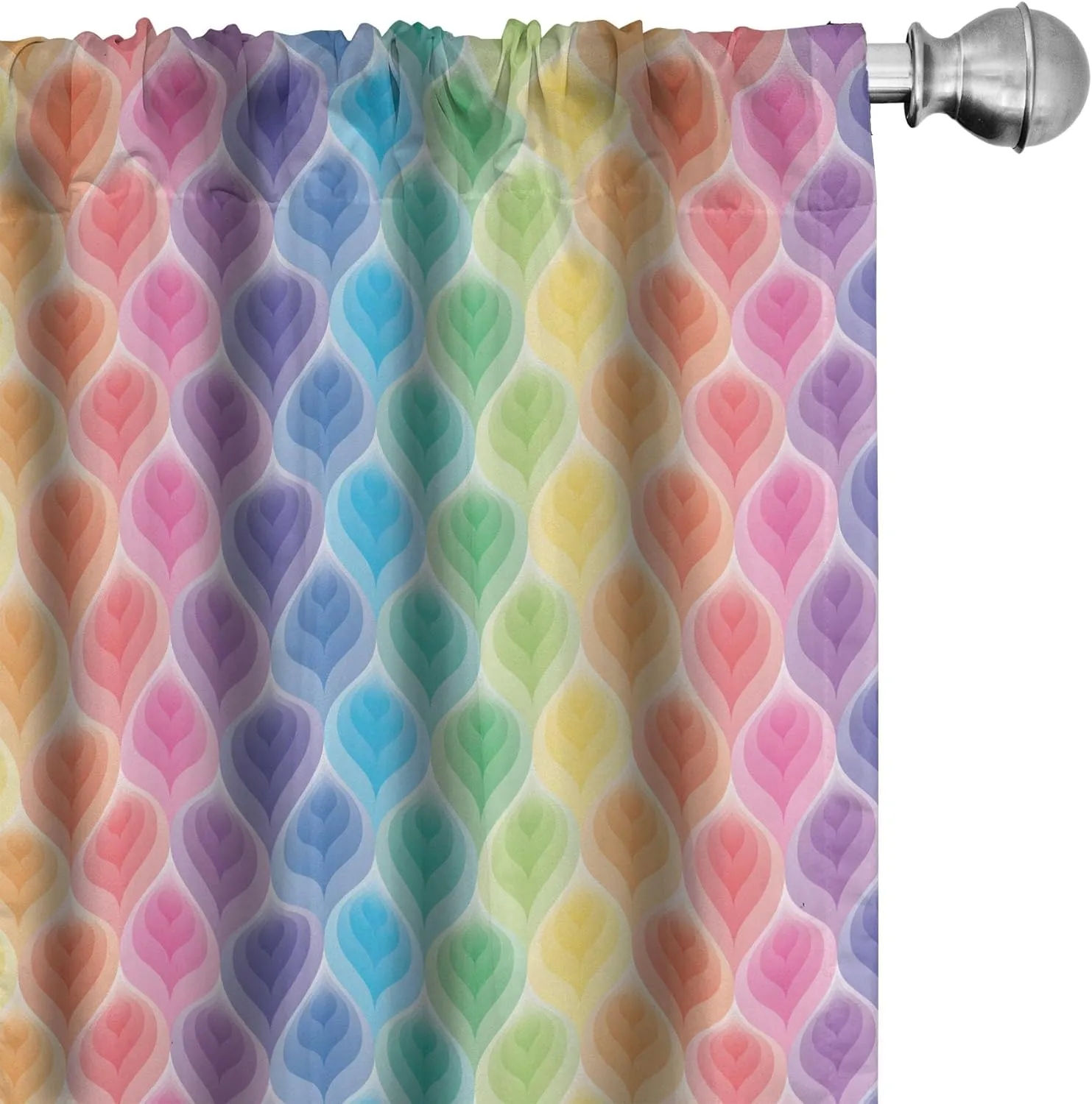 Lunarable Trippy Curtains, Rainbow Colors Abstract Gradient Toned Leaf Pattern Digital Soft Pastel Design Print, Window Treatments 2 Panel Set for Living Room Bedroom, Pair of - 28" x 63", Blue Yellow