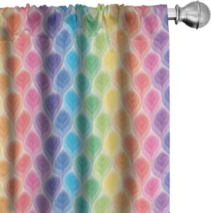 Lunarable Trippy Curtains, Rainbow Colors Abstract Gradient Toned Leaf Pattern Digital Soft Pastel Design Print, Window Treatments 2 Panel Set for Living Room Bedroom, Pair of - 28" x 63", Blue Yellow