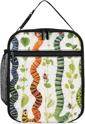 Lunch Bag for Women Men Insulated Lunch Box Caterpillar Pattern Leakproof Lunch Tote Bag for Picnic Work Beach